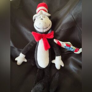 Collectible Dr Suess Cat in the Hat Plush Toy with Red Bow